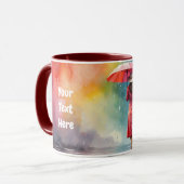 Waterverf Lady Regen met Paraplu Grijs Jurk Mok (Voorkant links)