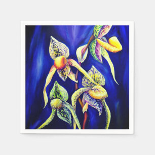Waterverf Lady Slipper Orchids illustratie Servet