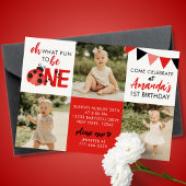 Waterverf Ladybug 3 foto verjaardagsuitnodiging Kaart