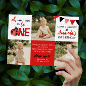 Waterverf Ladybug 3 foto verjaardagsuitnodiging Kaart