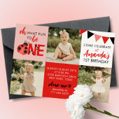 Waterverf Ladybug 3 foto verjaardagsuitnodiging Kaart