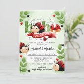 Waterverf Ladybug Beetle Insect Baby shower Kaart (Staand voorkant)