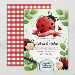 Waterverf Ladybug Beetle Insect Baby shower Kaart