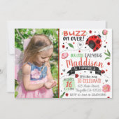 Waterverf Ladybug Birthday nodigt met foto uit Kaart (Voorkant)