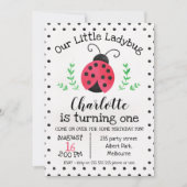 Waterverf Ladybug Birthday-uitnodiging Kaart (Voorkant)