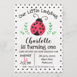 Waterverf Ladybug Birthday-uitnodiging Kaart