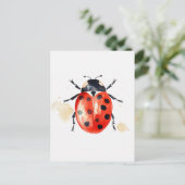Waterverf Ladybug Briefkaart (Staand voorkant)