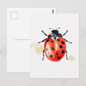 Waterverf Ladybug Briefkaart (Voorkant / Achterkant)
