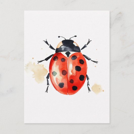 Waterverf Ladybug Briefkaart (Voorkant)