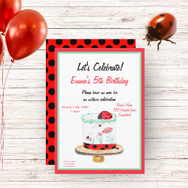 Waterverf Ladybug Cake Birthday Kaart