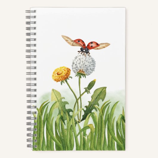 Waterverf Ladybug en Dandelions Notitieboek (Voorkant)