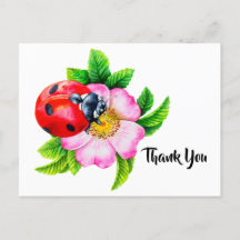 Waterverf Ladybug Floral Hartelijk dank
