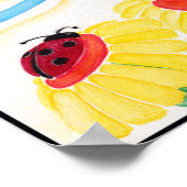 Waterverf Ladybug & Flowers Print (Hoek)