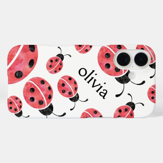 Waterverf Ladybug Gepersonaliseerde iPhone Case (Achterkant (horizontaal))