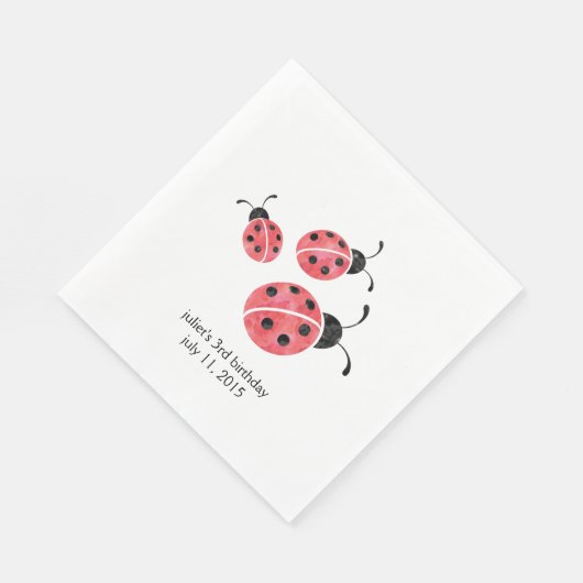 Waterverf Ladybug Paper Napkins Servetten (Hoek)