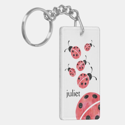Waterverf Ladybug Persoonlijk Sleutelhanger (Voorkant Links)