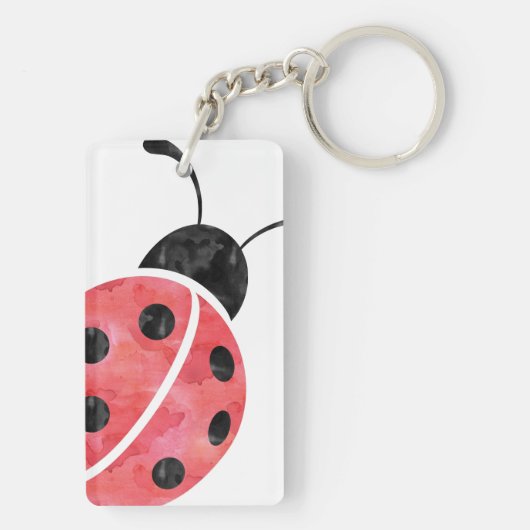 Waterverf Ladybug Persoonlijk Sleutelhanger (achterkant)