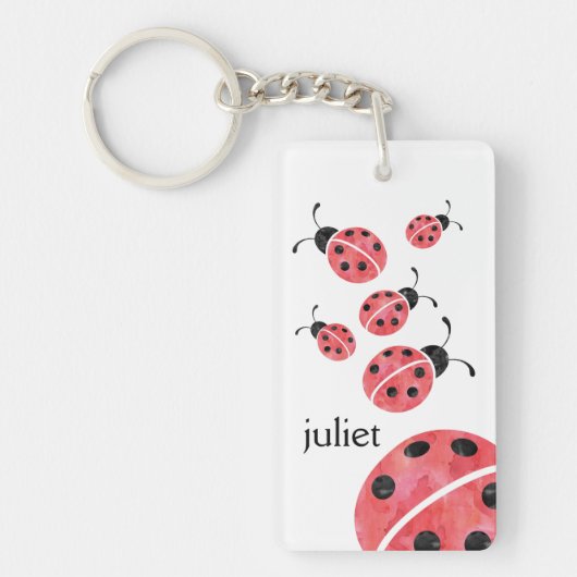 Waterverf Ladybug Persoonlijk Sleutelhanger (Voorkant)