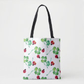 Waterverf Ladybug Spring Flowers Tote Bag (Voorkant)