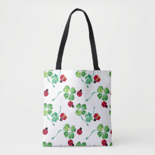 Waterverf Ladybug Spring Flowers Tote Bag