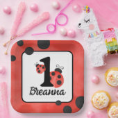 Waterverf Ladybug Verjaardagsplein Feest Papieren Bordje (Feest)