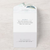 Waterverf Lake Blue kano bruiloft All In One Uitnodiging (Buitenkant)