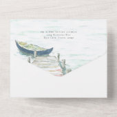 Waterverf Lake Blue kano bruiloft All In One Uitnodiging (Achterkant)