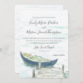 Waterverf Lake Blue kano bruiloft Kaart (Voorkant / Achterkant)