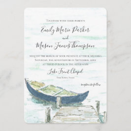 Waterverf Lake Blue kano bruiloft Kaart