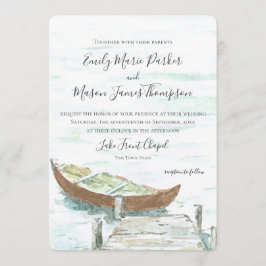 Waterverf Lake Canoe bruiloft Kaart