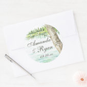 Waterverf Lake en Carve Tree Heart Ronde Sticker (Envelop)