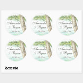 Waterverf Lake en Carve Tree Heart Ronde Sticker (Vel)