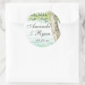 Waterverf Lake en Carve Tree Heart Ronde Sticker (Tas)