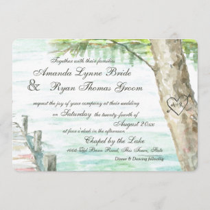 Waterverf Lake en gesneden boomhart Kaart