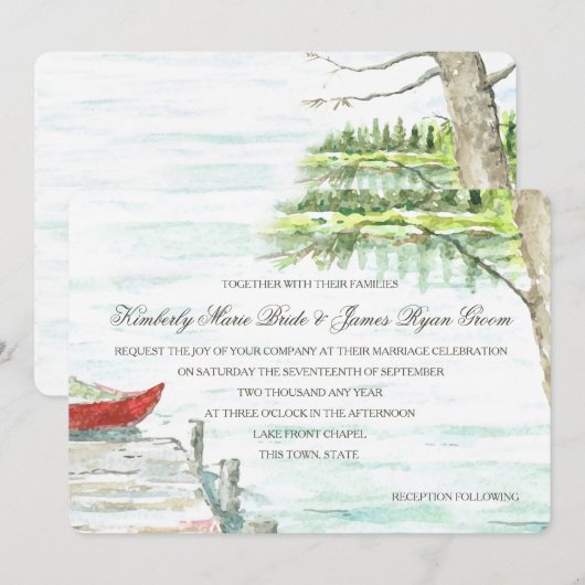 Waterverf Lake en gesneden boomhart Kaart (Voorkant / Achterkant)