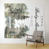 Waterverf Lake Forest Baby shower Foto achtergrond Wandkleed (In Situ (horizontaal))