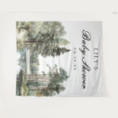 Waterverf Lake Forest Baby shower Foto achtergrond Wandkleed (Voorkant (horizontaal))