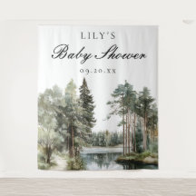 Waterverf Lake Forest Baby shower Foto achtergrond