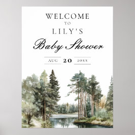 Waterverf Lake Forest Baby shower Welkomstbord Poster