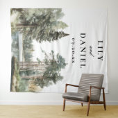 Waterverf Lake Forest bruiloft foto achtergrond Wandkleed (In Situ (horizontaal))