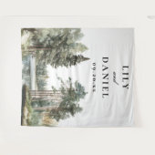 Waterverf Lake Forest bruiloft foto achtergrond Wandkleed (Voorkant (horizontaal))