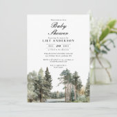 Waterverf Lake Forest Foto QR Code Baby shower Kaart (Staand voorkant)