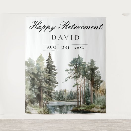 Waterverf Lake Forest Retirement Party Achtergrond Wandkleed (Voorkant)