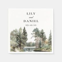 Waterverf Lake Forest Woodland Wedding