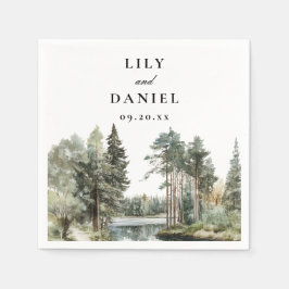Waterverf Lake Forest Woodland Wedding Servet