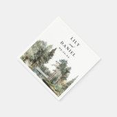 Waterverf Lake Forest Woodland Wedding Servet (Hoek)