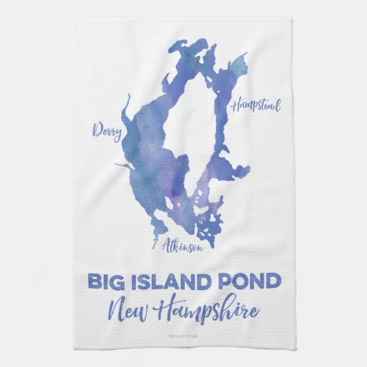 Waterverf Lake Kitchen Towel Big Island Pond NH Theedoek (Verticaal)