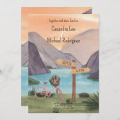 Waterverf Lake met fietsenlandschap Bruiloft Kaart (Voorkant / Achterkant)