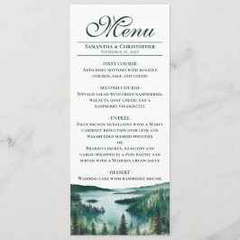 Waterverf Lake Tahoe Elegante Rustieke Bruiloft Menu