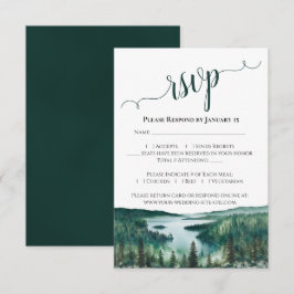 Waterverf Lake Tahoe Landschap Rustieke Bruiloft RSVP Kaartje